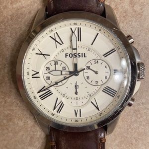 Fossil Grant Brown Leather Strap Chronograph Watch
